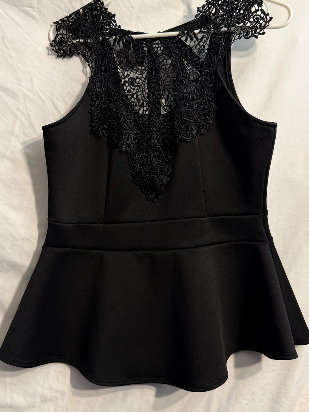 Blu Planet Black Lace-Accent Peplum Camisole